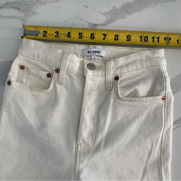 RE/DONE Stove Pipe Jeans  24  Women High Rise Straight Vintage White Crop Jeans - Picture 6 of 14